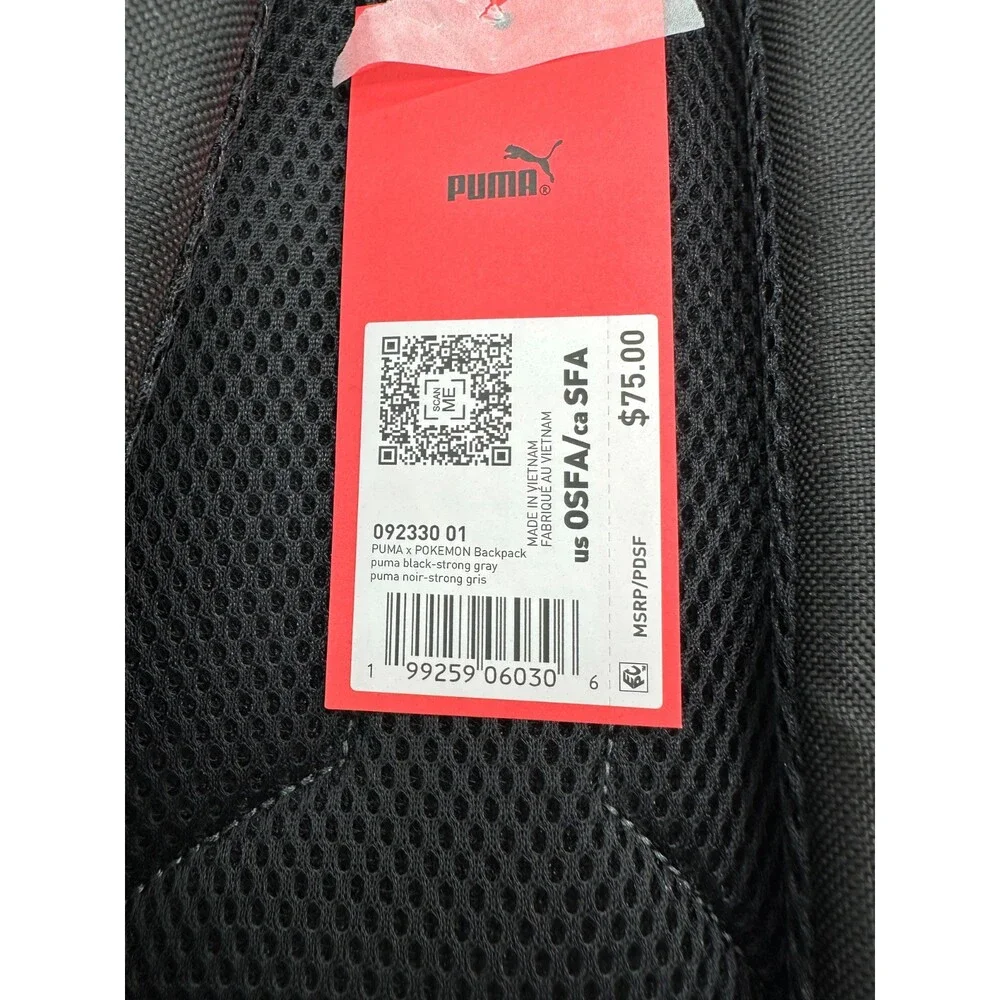Puma X Pokemon Black Grey Pikachu 28L Backpack NWT 092330 01